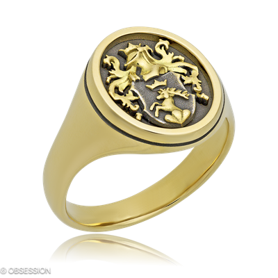 Wappen Wappenring in Gelbgold, mit einer Ringbreite von 16mm und einer Ringgrösse von 57