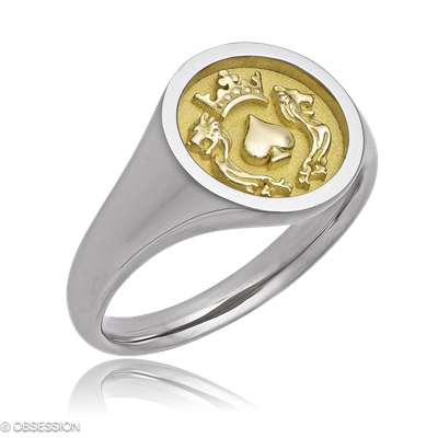 Wappen Wappenring in Weissgold und Gelbgold, mit einer Ringbreite von 12mm und einer Ringgrösse von…