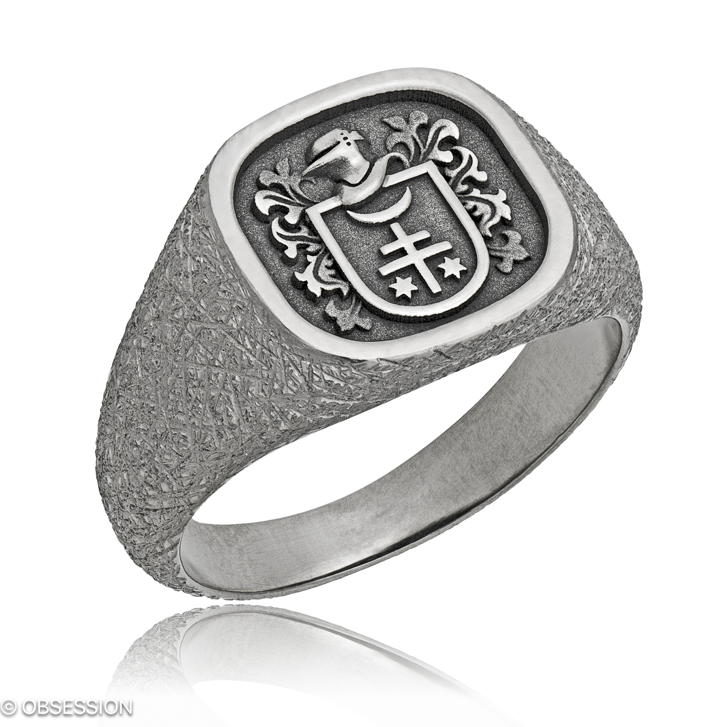 Wappen Wappenring in Weissgold, mit einer Ringbreite von 13mm und einer Ringgrösse von 57