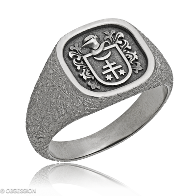 Wappen Wappenring in Weissgold, mit einer Ringbreite von 13mm und einer Ringgrösse von 57