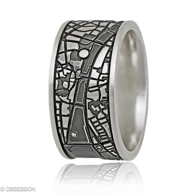 Schatzkarte Schmuckring in Silber, mit einer Ringbreite von 12mm und einer Ringgrösse von 62