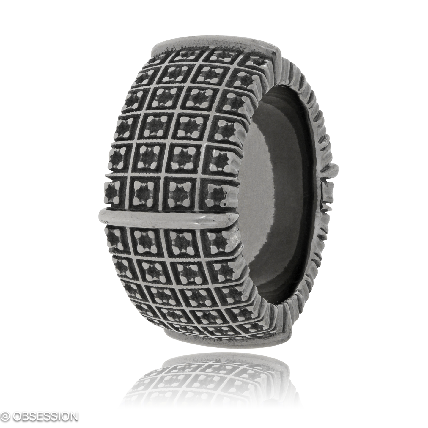 Matrix Schmuckring in Silber, mit einer Ringbreite von 13.5mm und einer Ringgrösse von 62
