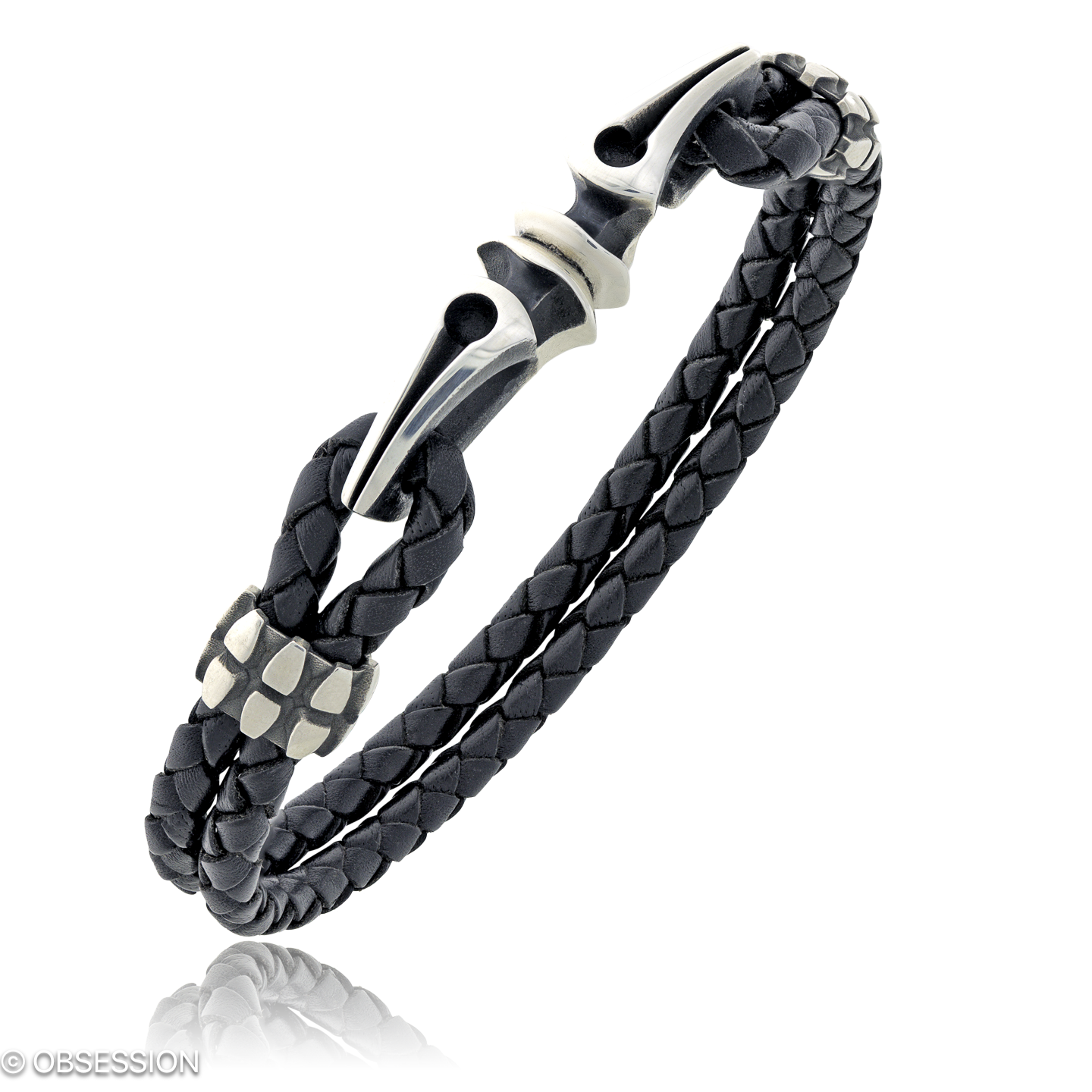 Gremlin Lederarmband in Silber, mit einer Breite von 4mm, geeignet für einen Armumfang von 185mm.