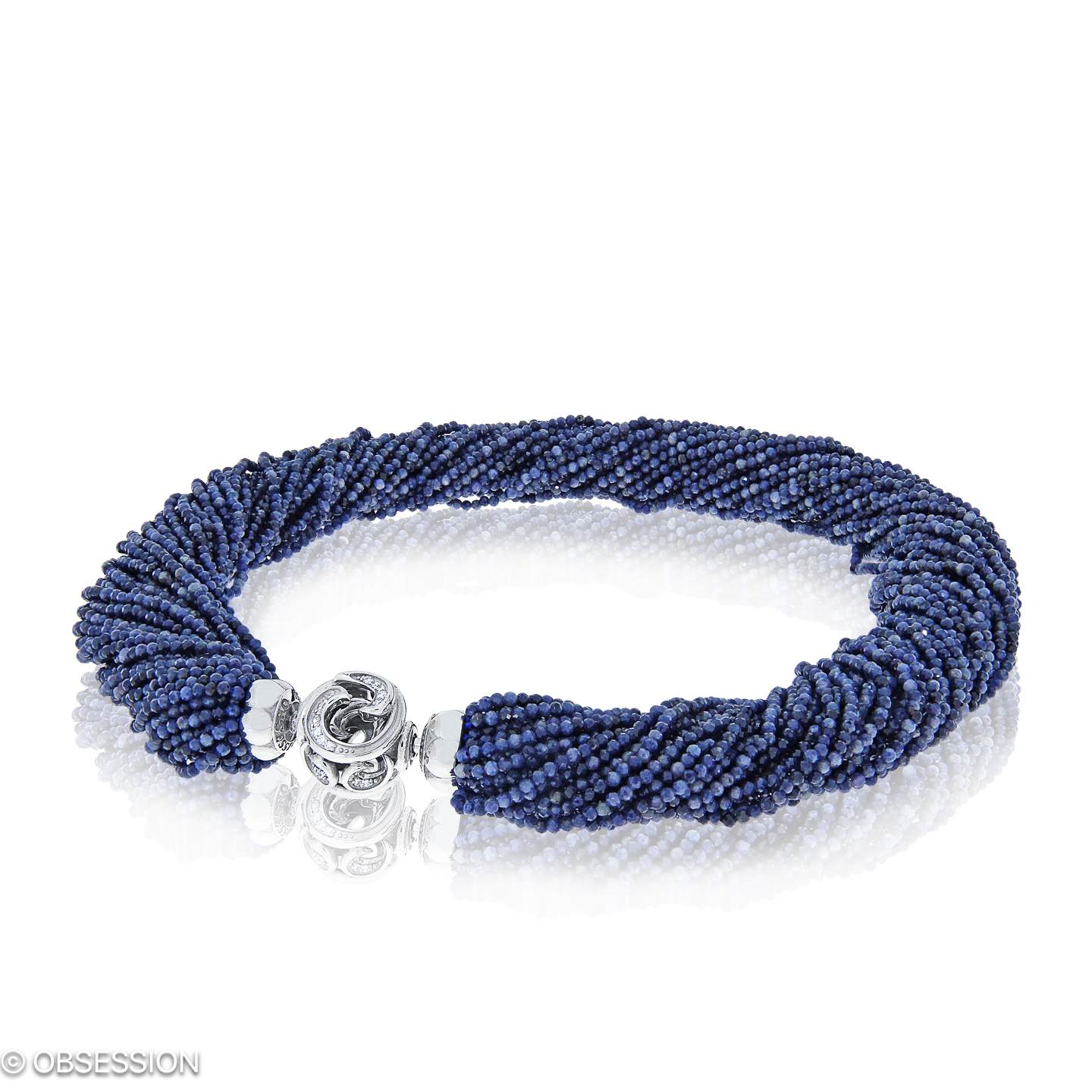Gipsy Steincollier in Weissgold, mit einer Länge von 450mm.