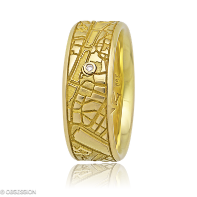Schatzkarte Partnerring in Gelbgold, mit einer Ringbreite von 7mm und einer Ringgrösse von 52