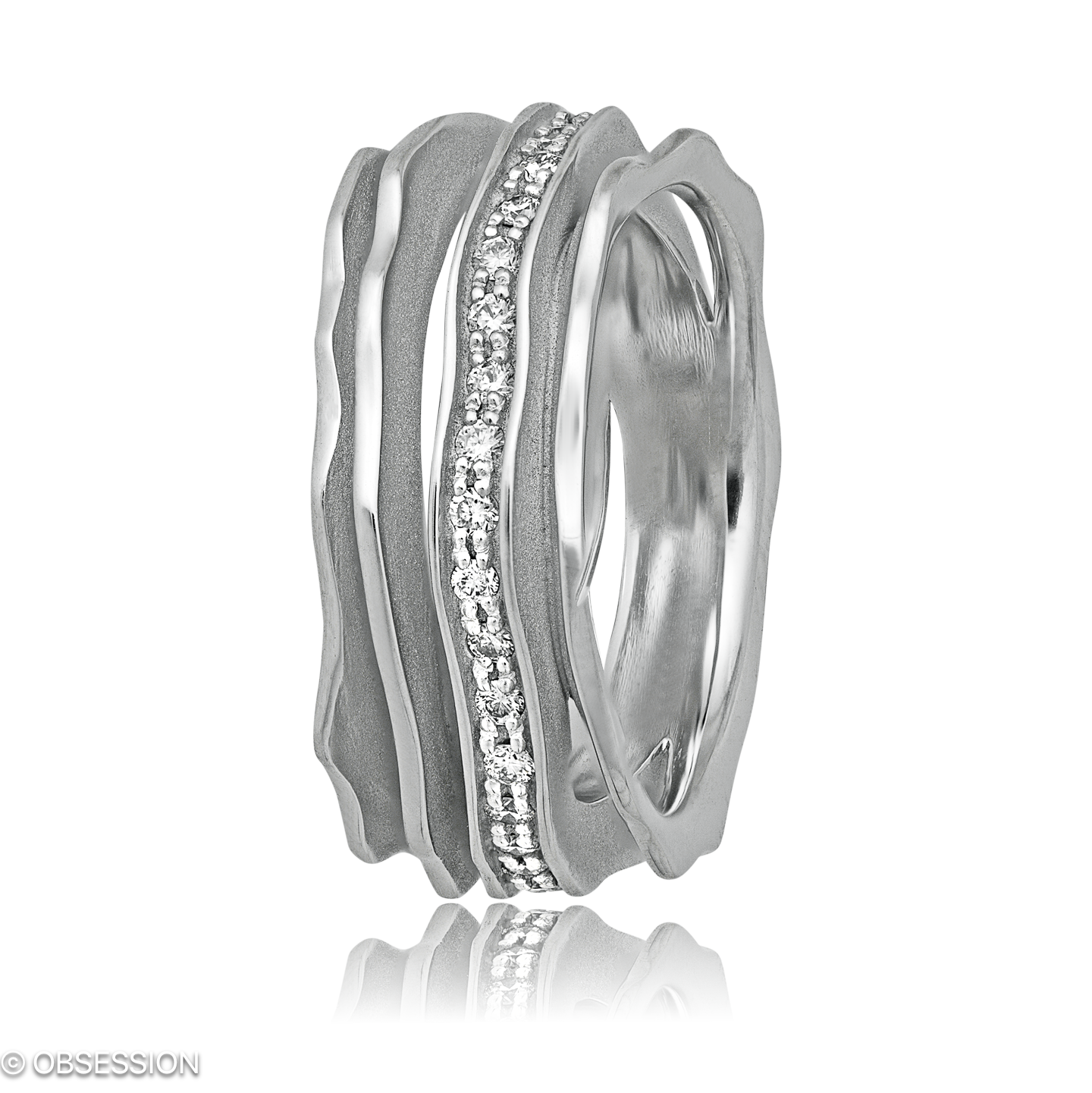 Himalaja Partnerring in Weissgold, mit einer Ringbreite von 9.5mm und einer Ringgrösse von 52