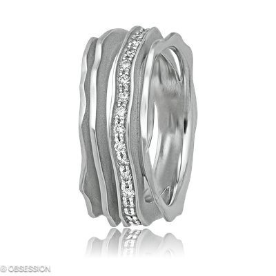 Himalaja Partnerring in Weissgold, mit einer Ringbreite von 9.5mm und einer Ringgrösse von 52