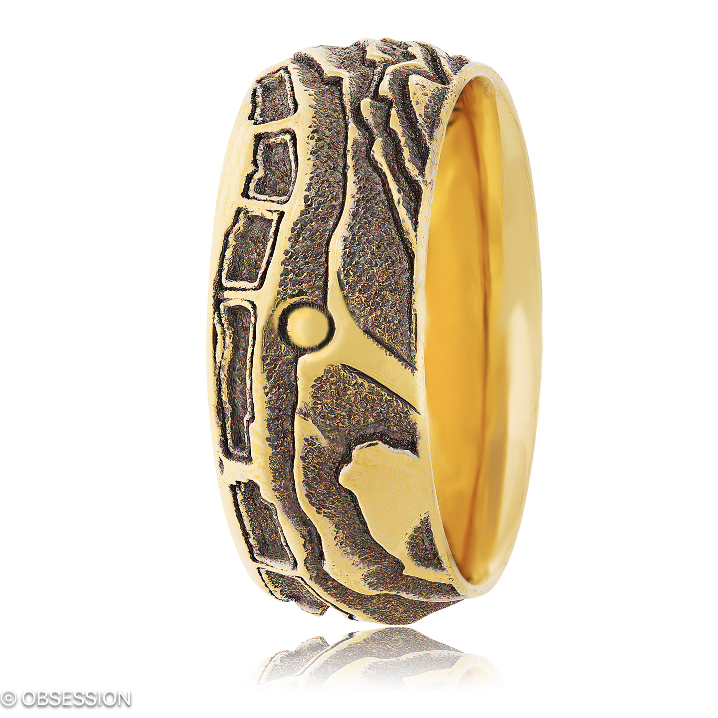 Schatzkarte Partnerring in Gelbgold, mit einer Ringbreite von 9mm und einer Ringgrösse von 62