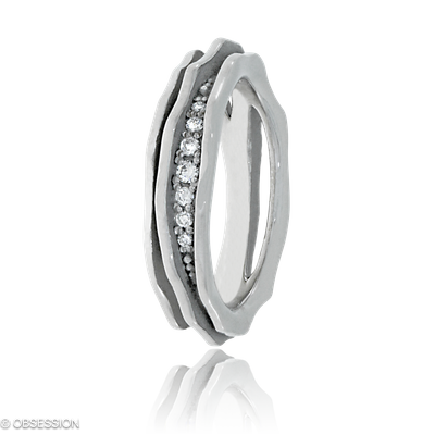 Himalaja Partnerring in Weissgold, mit einer Ringbreite von 5mm und einer Ringgrösse von 52