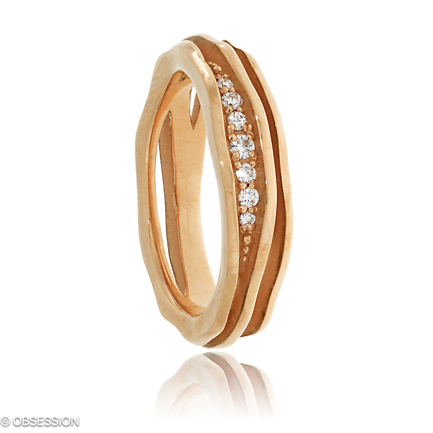 Himalaja Partnerring in Rotgold, mit einer Ringbreite von 5mm und einer Ringgrösse von 52