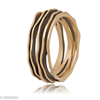 Himalaja Partnerring in Rotgold, mit einer Ringbreite von 9mm und einer Ringgrösse von 62