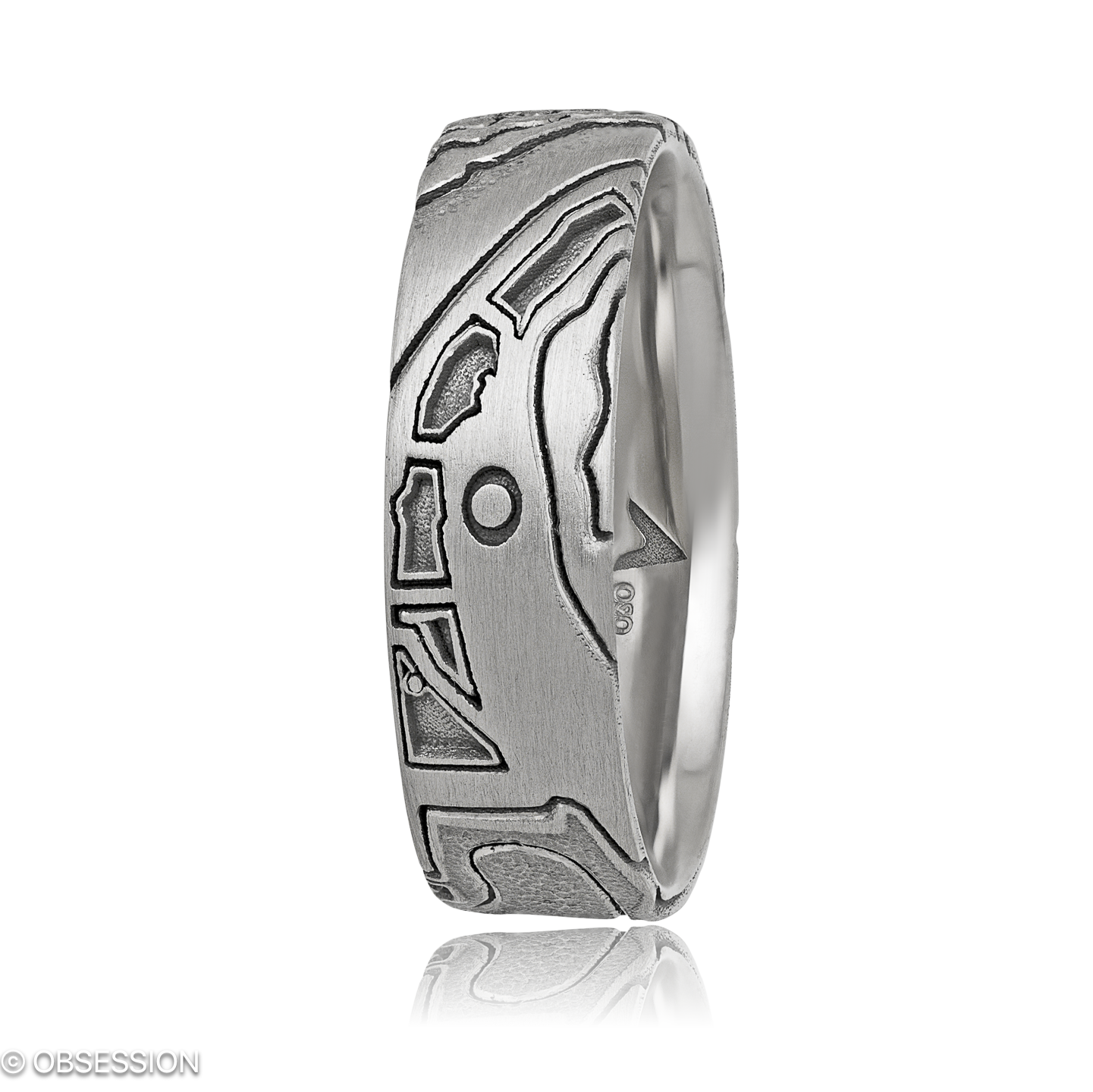 Schatzkarte Partnerring in Weissgold, mit einer Ringbreite von 6mm und einer Ringgrösse von 62