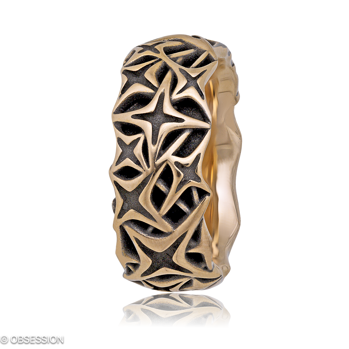 Milchstrasse Partnerring in Rotgold, mit einer Ringbreite von 10mm und einer Ringgrösse von 62