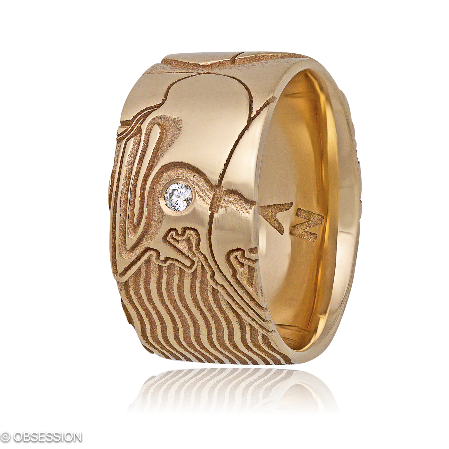 Schatzkarte Partnerring in Rotgold, mit einer Ringbreite von 10mm und einer Ringgrösse von 52
