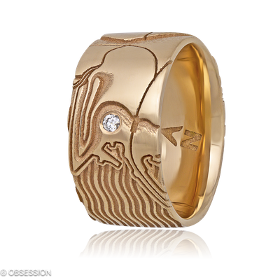 Schatzkarte Partnerring in Rotgold, mit einer Ringbreite von 10mm und einer Ringgrösse von 52