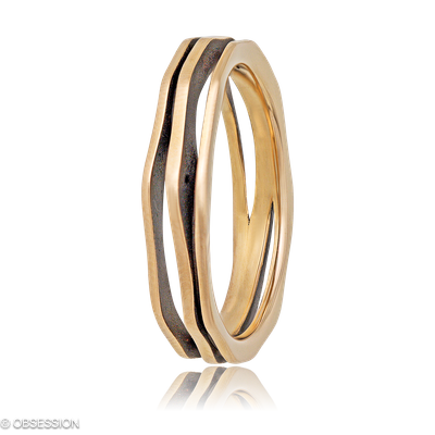 Himalaja Partnerring in Rotgold, mit einer Ringbreite von 5mm und einer Ringgrösse von 62