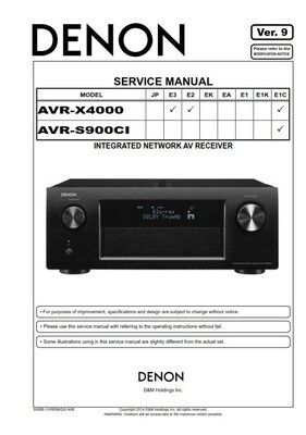 Denon AVR X4000 S900CI AV Receiver Service Manual and Technicians Guide