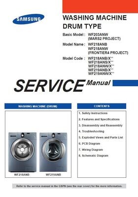 Samsung WF209ANW WF209ANB WF218ANB WF218ANW WF218ANS Washer Service Manual