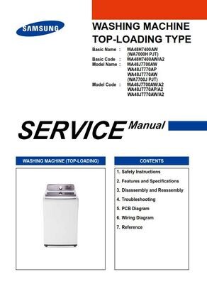 Samsung WA48J7700AW WA48J7770AP WA48J7770AW Washing Machine Service Manual