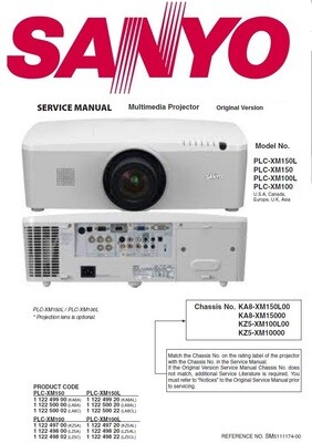 Sanyo PLC-XM100 XM100L XM150 XM150L Projector Service Manual and Repair Guide