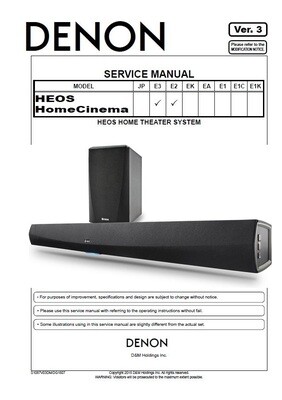Denon HEOS Home Cinema Soundbar Service Manual and Technicians Guide