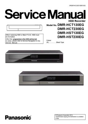 Panasonic DMR HCT130 HCT230 HST130 HST230 HDD Recorder Service Manual
