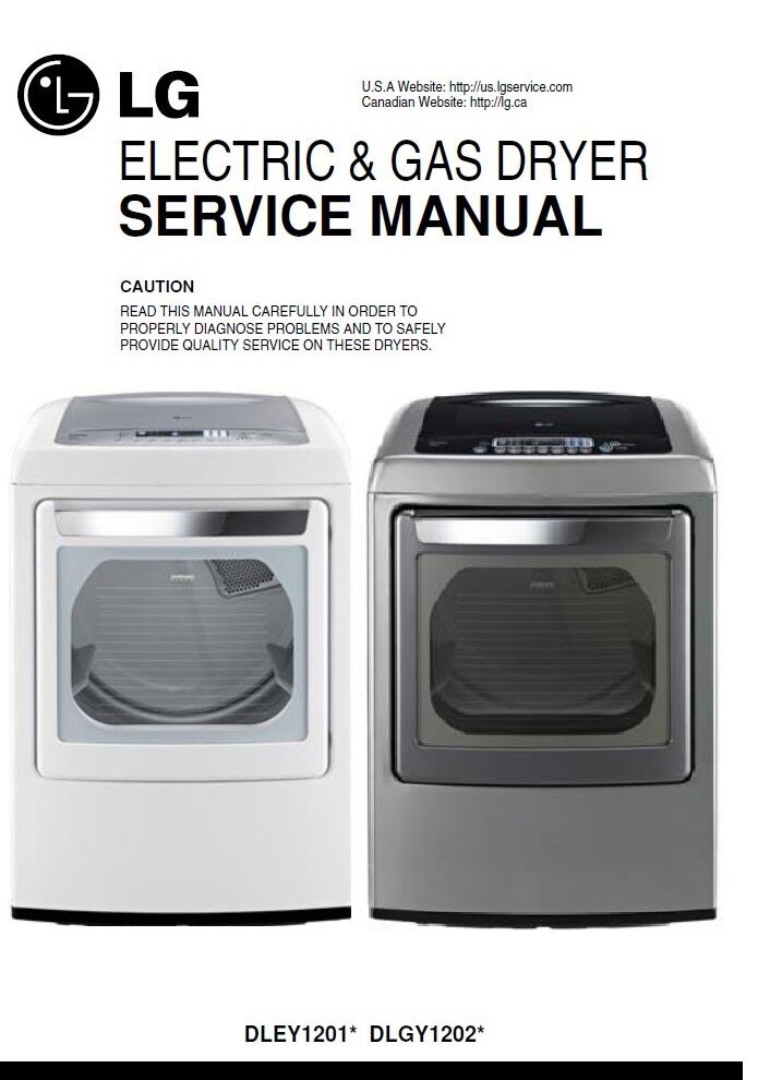 LG DLGY1202 DLEY1201 Series Dryer Service Manual
