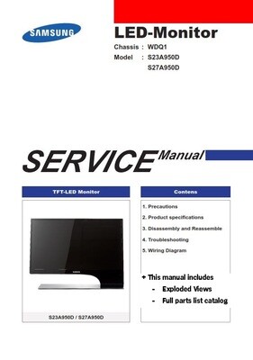 Samsung SyncMaster S23A950D S27A950D 3D LED Monitor Service Manual
