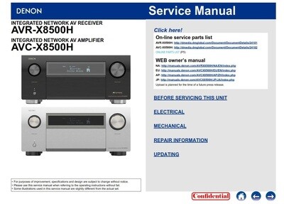 Denon AVR X8500H AVC X8500H AV Receiver Amplifier Service Manual