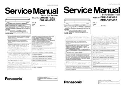 Panasonic DMR BS750 BS850 Blu Ray Recorder Service Manual