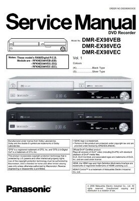 Panasonic DMR EX98V EX98VEB EX98VEG EX98VEC DVD Recorder Service Manual
