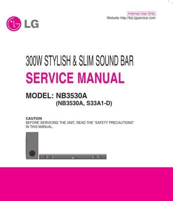LG NB3530A Sound Bar System Service Manual and Repair Instructions