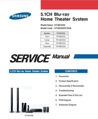 Samsung HT BD3252 BD3252T Home Theater System Service Manual
