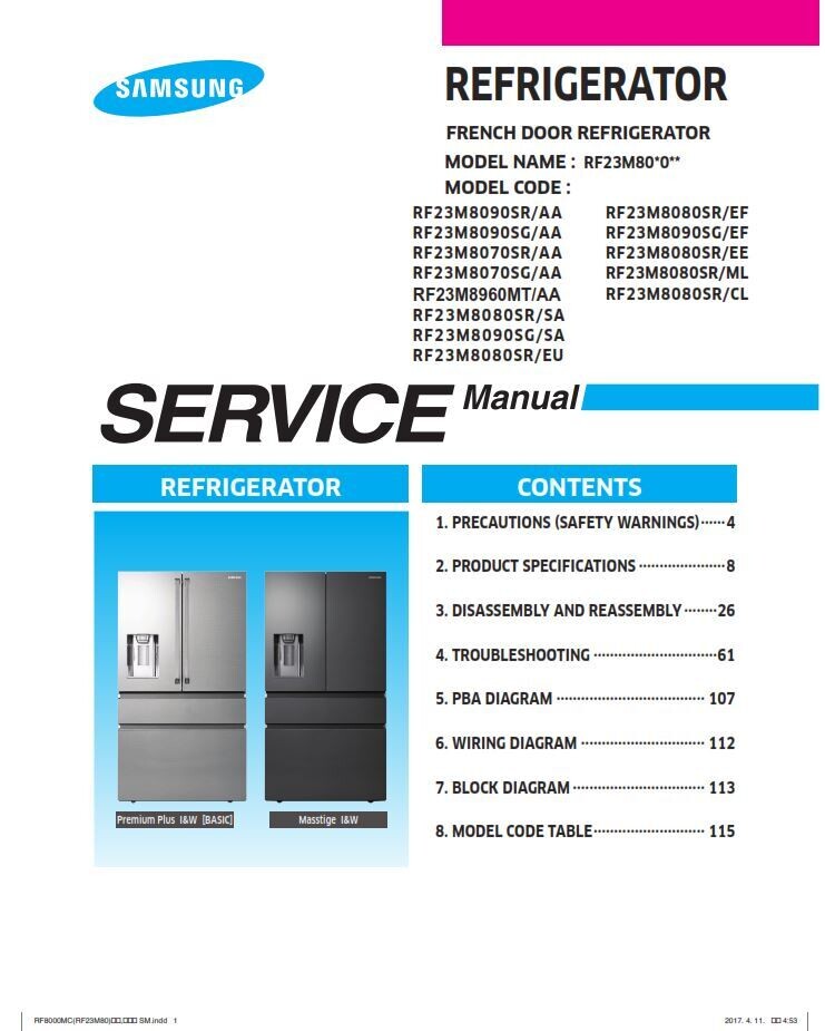 Samsung RF23M8960 8090 8080 8070 Service Manual