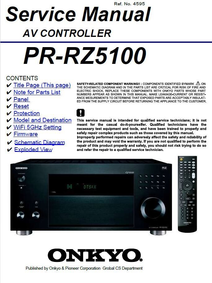Onkyo PR RZ5100 AV Controller Service Manual and Repair Guide
