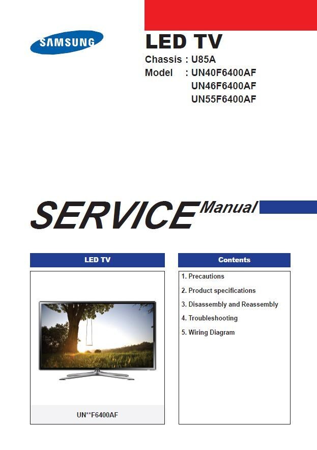 Samsung UN55F6400 UN55F6400AF TV Service Manual
