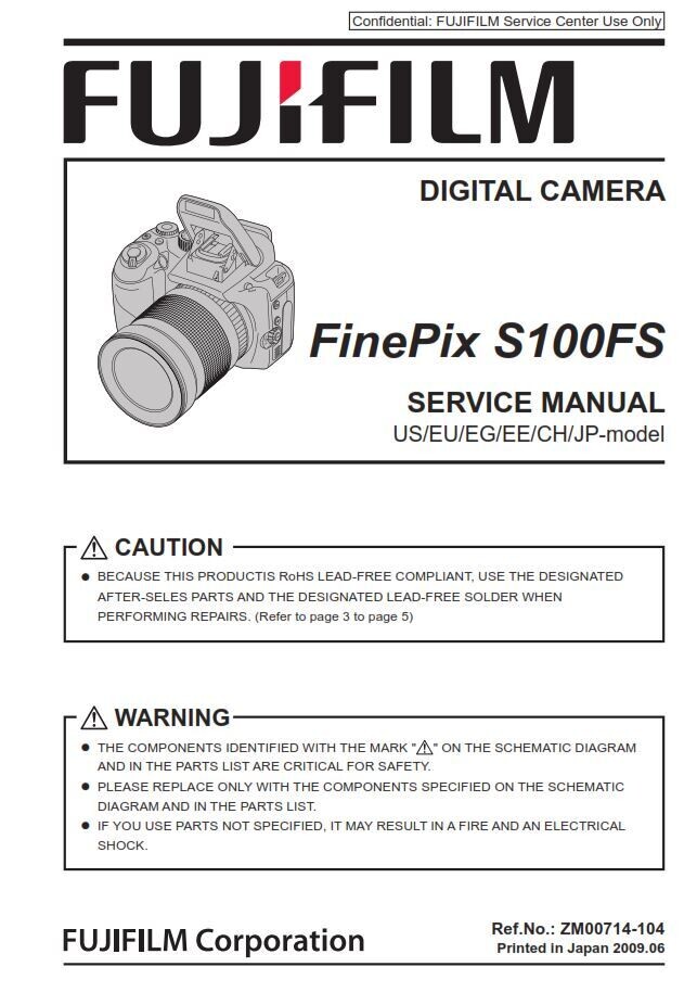 FujiFilm FinePix S100FS Digital Camera Service Manual