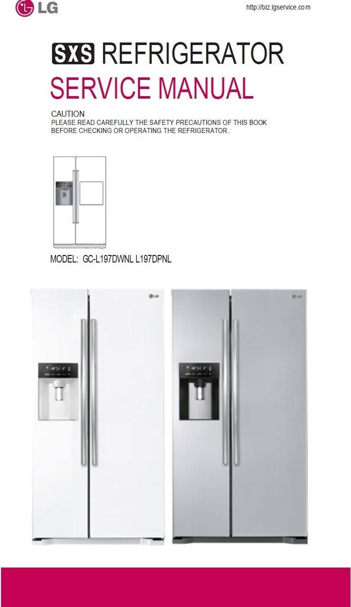 LG GC L197DWNL L197DPNL Refrigerator Service Manual and Repair Guide