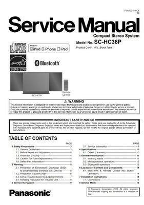 Panasonic SC HC38 HC38P Stereo System Service Manual