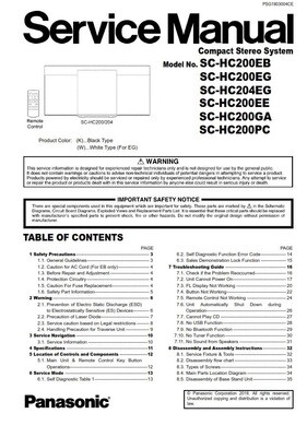 Panasonic SC HC200 HC204 Stereo System Service Manual