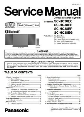 Panasonic SC HC38 Stereo System Service Manual
