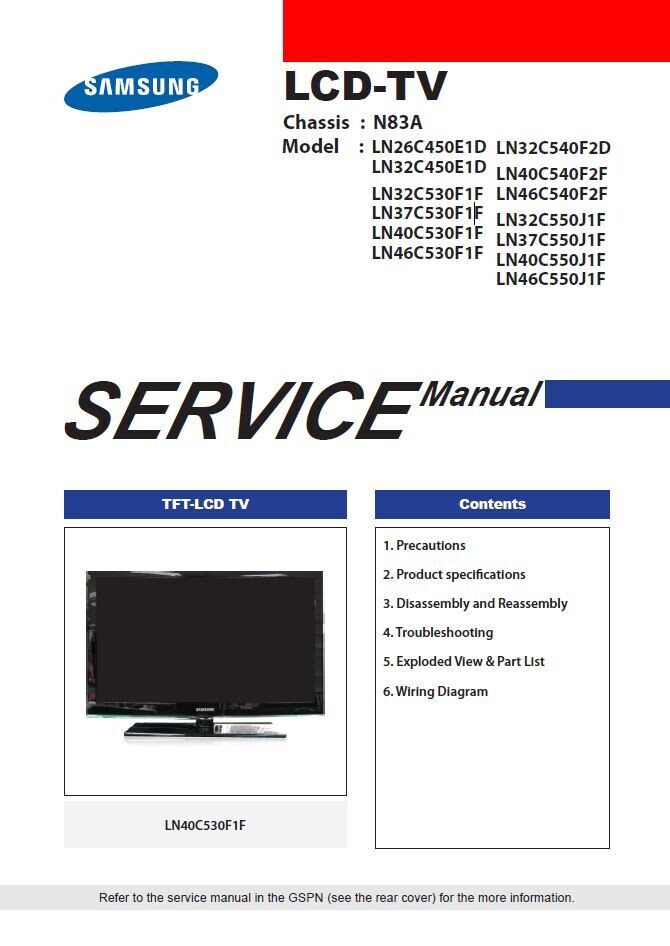 Samsung LN26C450E1D LN32C450E1D TV Service Manual