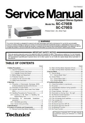 Technics OTTAVA SC C70 Stereo System Service Manual