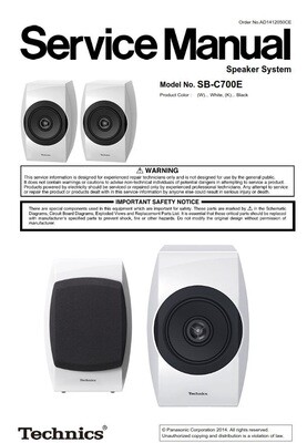 Technics SB-C700 Speaker system Service Manual