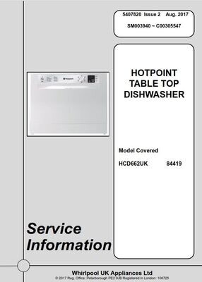 Hotpoint HCD 662 UK Dishwasher Service Manual