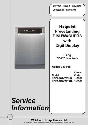 Hotpoint HDFO 3C24 W C UK Dishwasher Service Manual