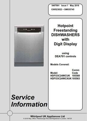 Hotpoint HDFO 3C24 W C X Dishwasher Service Manual