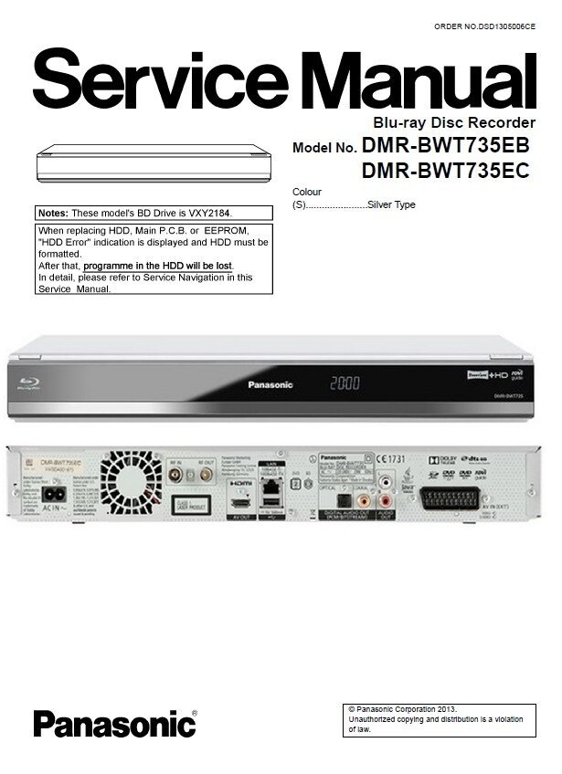 Panasonic DMR BWT735 BWT735EB BWT735EC Service Manual