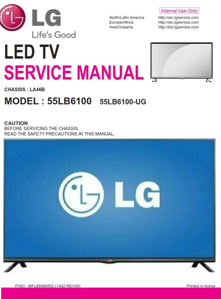 LG 55LB6100 Smart LED TV Service Manual + Schematics