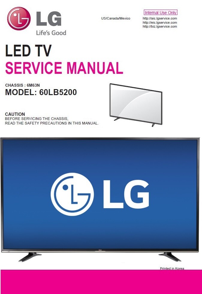 LG 60LB5200 TV Service Manual and Repair Guide